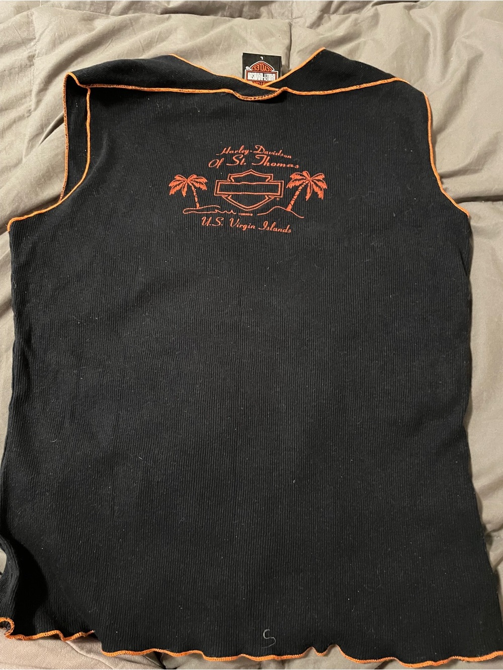 Harley-Davidson Black Tank w/Orange Flame Graphic size Large. St Thomas. Womens - Picture 3 of 6